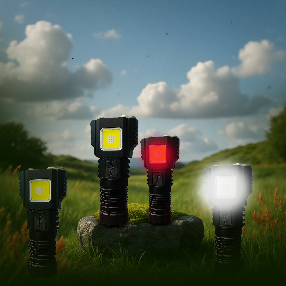 Toby's High-Power Multifunction Flashlight with 6*T6 Bulbs and COB Side Lights – Rechargeable Waterproof and Ultra-Bright for Outdoor Use - Image 9
