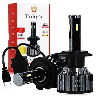 Toby's T4 MAX 60Watts/Pair LED Headlight Bulbs 6500K Super Bright LED Bulb High Low Beam Halogen Replacement LED Headlights Conversion Kit, 2 Pack