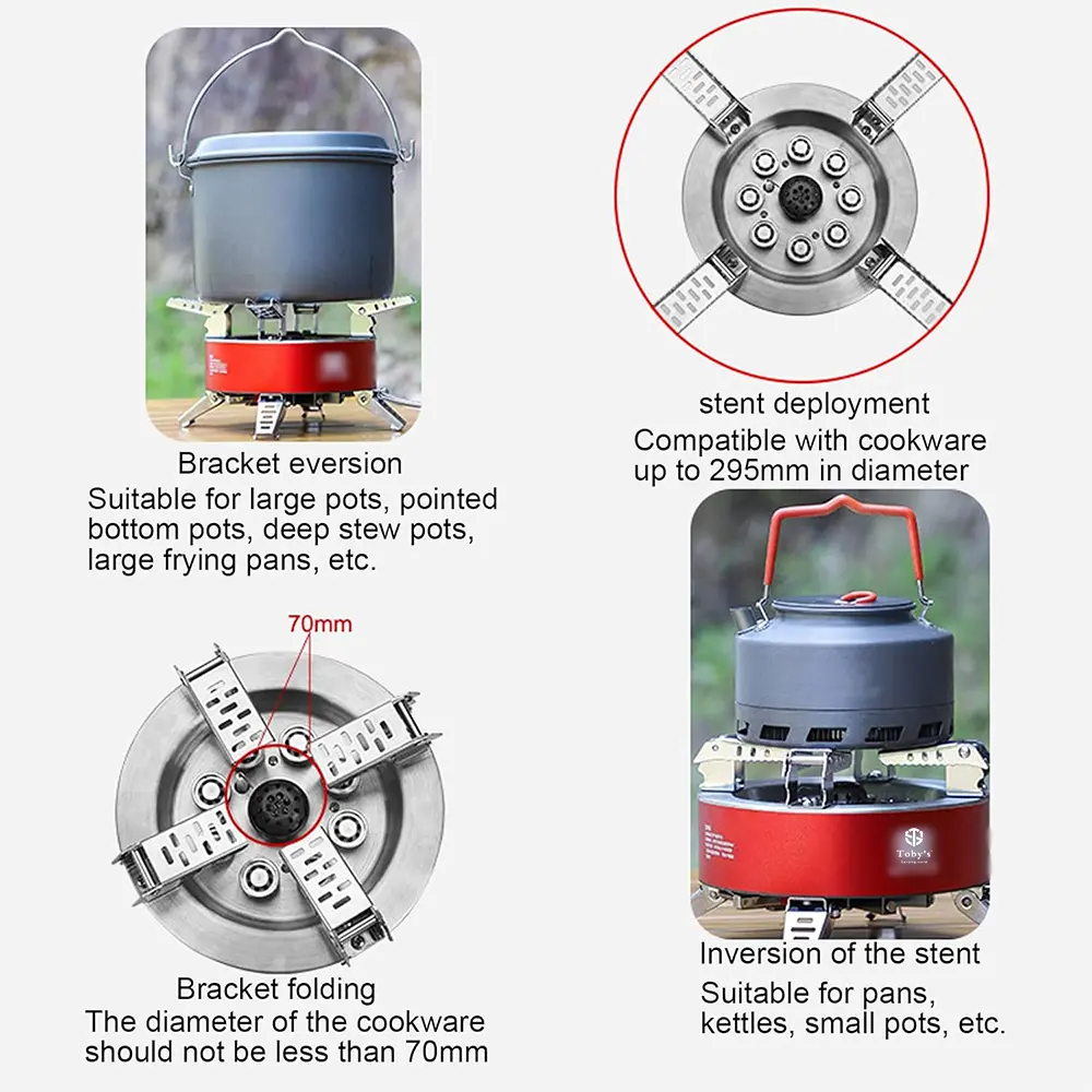 Toby's New Alloy Portable Picnic Camping Stove Windproof Design Gas Cooking Burner with Piezo Ignition and Carrying Case Foldable Stove for Outdoor Backpacking/Hiking/Picnic/Car - Image 5