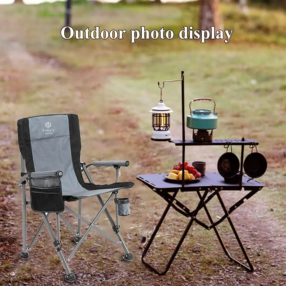 Tobys Set of 4 Folding Chairs With Folding Table - Lightweight Outdoor Camping Chair Table Set With Carry Bag Perfect For Outdoor - Image 4