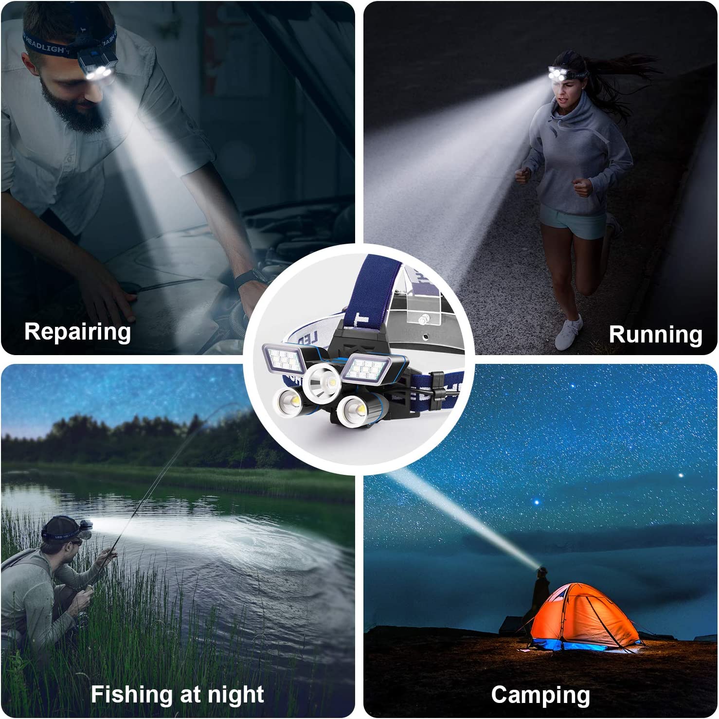 Tobys Headlamp 05 Ultra Bright 21 LED Headlight Flashlight with Power Indicator 12000 Lumen USB Rechargeable Headlamps - Image 5