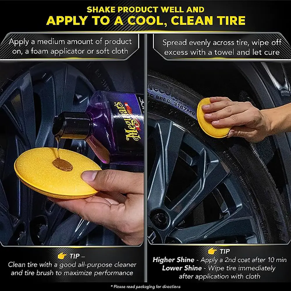 Meguiar's Endurance Tire Gel, Premium Tire Gel for a Lasting Glossy Shine - 16 Oz Bottle, PURPLE - Image 5