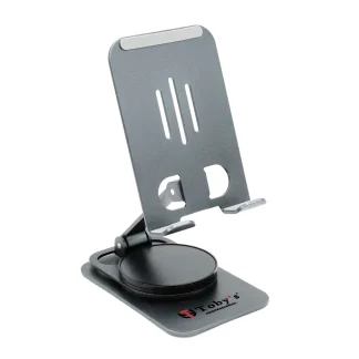 Toby's New Desktop Mobile Phone Tablet Holder Stand Rotatable Aluminum Alloy Cellphone Bracket - Grey
