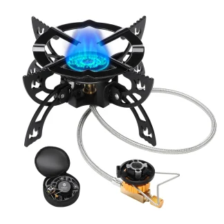 Toby's New Alloy Portable Picnic Camping Stove Windproof Design Gas Cooking Burner with Piezo Ignition and Carrying Case Foldable Stove for Outdoor Backpacking/Hiking/Picnic/Car