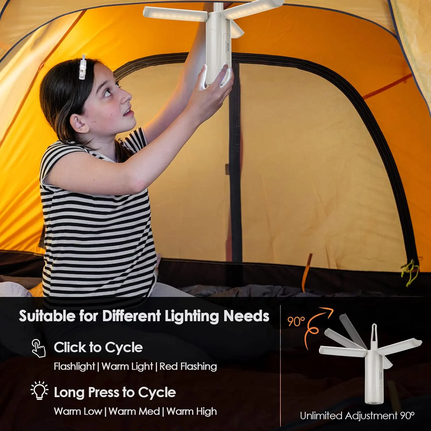 Toby's New Camping Lantern 3500mAh Rechargable , 750 Lumens Hanging Camping Lights Portable Collapsible Camp Lamp 3 Light Modes Waterproof Led Lantern Flashlight for Tents Hiking Camping Emergency Power Cut - Image 2