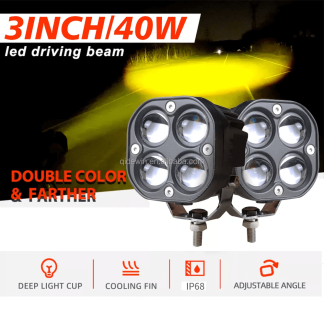 TBS S40W PRO Waterproof Driving Off-Road Work Lights LED White And Yellow Driving Fog Lights 2 Pieces Of 3 Inch 40W For Off-Road 4X4 Jeep