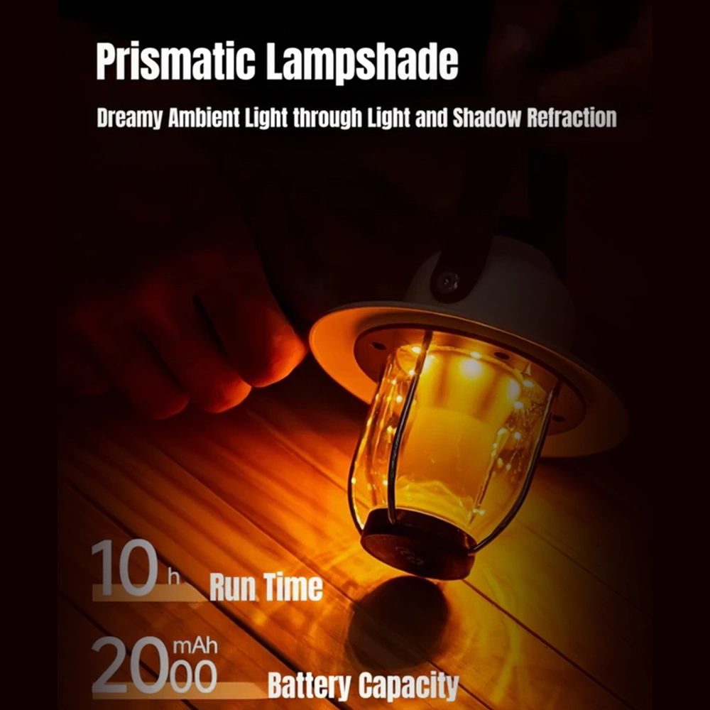 Toby's CPL-T37 Led Camping Lights Portable Retro Atmosphere Lantern Stepless-dimming Knob Rechargeable Desk Lamp Reading Night Lights for Bedroom Office Hiking - Image 7